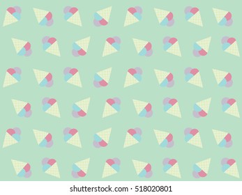 pastel ice-cream with green background,pattern 