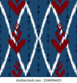 Pastel Ikat geometric folklore ornament. Tribal ethnic vector texture. Seamless striped pattern in Aztec