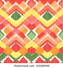 Pastel Ikat seamless pattern for textile, wallpaper, card or wrapping paper. Geometric abstract background