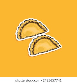 pastel, indonesian snack pastry, indonesian traditional food, ramadhan snack vector illustration design in a yellow background