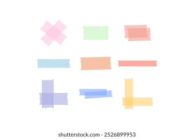 Pastel label tapes collection. Planner, organizer, reminder concepts. Flat decorative vector design isolated illustration.