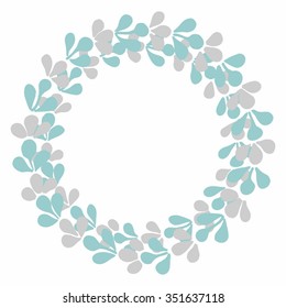 Pastel laurel wreath decorative vector frame isolated on white background