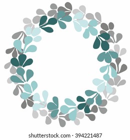 Pastel laurel wreath decorative vector frame isolated on white background