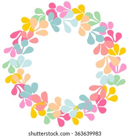 Pastel laurel wreath vector frame isolated on white background