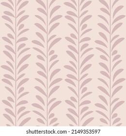 Pastel leaf vector pattern, seamless botanical print, garland background, endless repeating tile.