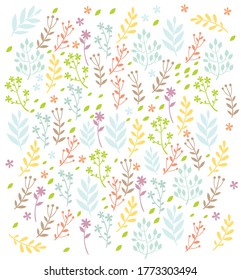 Pastel leaves background vector illustration decoration template