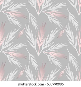 Pastel leaves seamless pattern. Hand drawn floral background.  Tender design for wallpaper, fabric,  wedding invitation, poster, brochure, anniversary, cover, postcard, wrapping paper, home decor