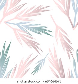 Pastel leaves seamless pattern. Hand drawn floral background for wallpaper, fabric,  wedding invitation, poster, brochure, anniversary, cover, postcard, wrapping paper, home decor