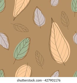 Pastel leaves vector seamless background
