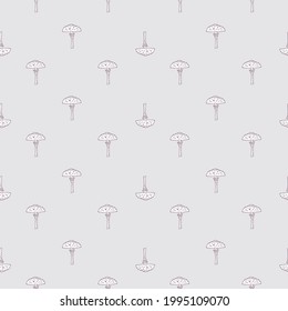 Pastel light tones seamless pattern with doodle mushroom elements. Autumn seasonal food backdrop. Stock illustration. Vector design for textile, fabric, giftwrap, wallpapers.