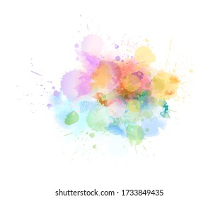 Pastel light watercolor paint splash. Template for your designs. Paint imitation blot.