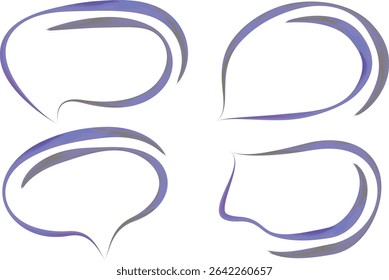pastel lilac gray creative colorful art outline speech bubbles set