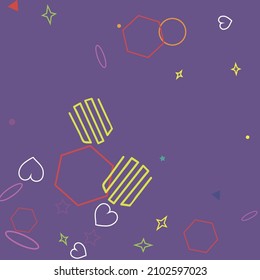 Pastel Lime Ring Yellow Blue Hearts Geometrical Design. Orange Green Colorful Wave Multicolor Zigzag Rectangle Illustration. Oval Dark Polygonal Purple Circle Bright Stars Hipster Background.