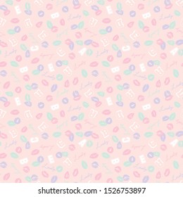 Pastel Lip and Alphabet Lovely Seamless Vector Pattern