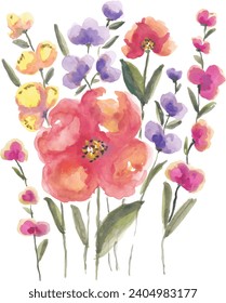 Pastel loose floral watercolor art.