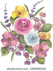 Pastel loose floral watercolor art.