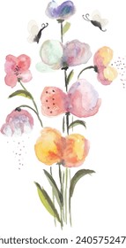 Pastel Loose Watercolor Flower Art 