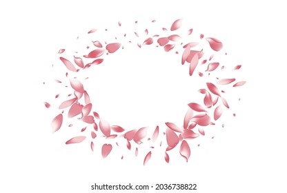 Pastel Lotus Petal Vector White Background. Pink Modern Apple Petal Illustration. Sakura Petal Flying Pattern. Summer Peach Petal Backdrop.