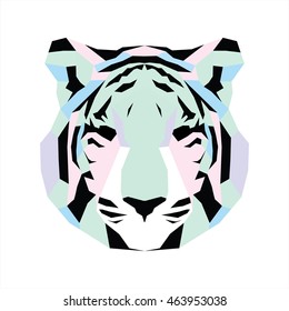 Pastel low poly tiger