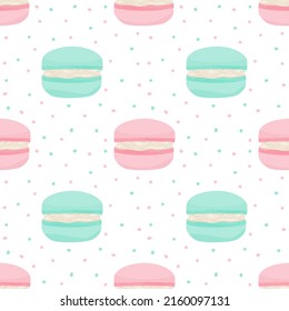 Pastel macarons with seamless patterns. Wrapping paper.