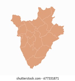 Pastel map-Burundi map. Each city and border has separately.Vector illustration eps 10.