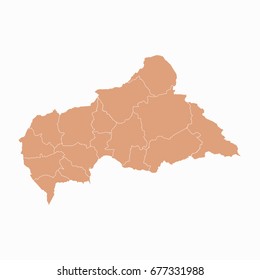 Pastel map-Central African Republic map. Each city and border has separately.Vector illustration eps 10.