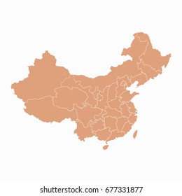 Pastel map-China map. Each city and border has separately.Vector illustration eps 10.