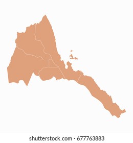Pastel map-Eritrea map. Each city and border has separately.Vector illustration eps 10.