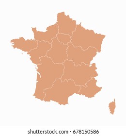 Pastel map-France map. Each city and border has separately.Vector illustration eps 10.