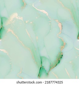 Pastel Marble Gold. Foil Marble Background. Green Water Color Paint. Metal Vector Ink Background. Light Seamless Repeat. Blue Watercolor Pattern. Golden Alcohol Ink Marble. Modern Abstract Painting