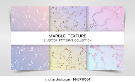 Pastel Marble Texture, Premium Set of Vector Patterns Collection, Abstract Background Template, Suitable for Luxury Products Brands with Golden Foil and Linear Style (Vector EPS10, Fully Editable)