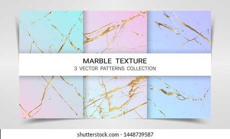 Pastel Marble Texture, Premium Set of Vector Patterns Collection, Abstract Background Template, Suitable for Luxury Products Brands with Golden Foil and Linear Style (Vector EPS10, Fully Editable)