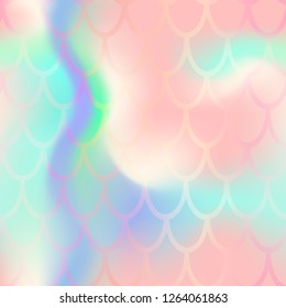 Pastel mermaid fish scale pattern. Coral pink fish scale pattern. Magic mermaid seamless pattern tile. Holographic gradient. Rainbow texture. Mermaid skin seamless pattern. Iridescent background