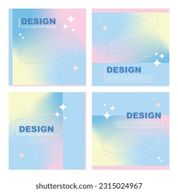 Pastel minimal banner set gradient background cute colorful geometric shape poster social media