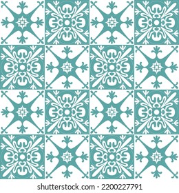 Azulejo-Design für Keramikfliesen und Wandgestaltung, traditioneller spanischer Hintergrund, weißer Hintergrund