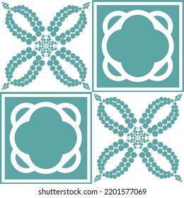 Pastel mint Azulejo design for ceramic tiles and wall design, traditional spanish background white blue color, vector illustration