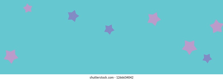 Pastel mint, pink, purple, blue, violet stars background vector banner useful for cards, design, decoration, fabric and paper prints, advertising.