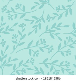 Pastel mint seamless floral pattern with leaf