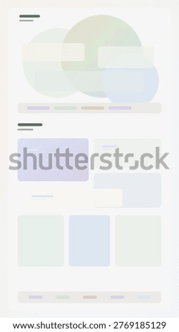 Pastel mobile dashboard concept with floating orb layers, modular cards and refined smartphone interface background for modern app scenes