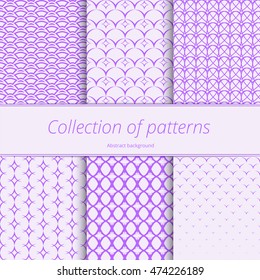 Pastel monochrome pattern. Set gentle backgrounds. Vintage repeating backdrop. Simple graphic design. Vector illustration.
