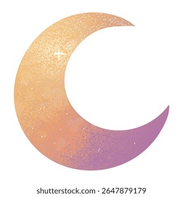 Pastel moon in pink and yellow with decorative texture for boho and cosmic design projects