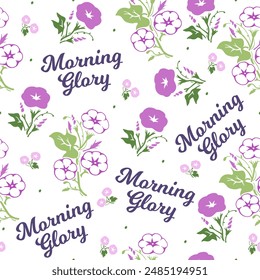 Pastel Morning Glory Bliss Garden Floral Pattern can be use for background, template, and apparel design