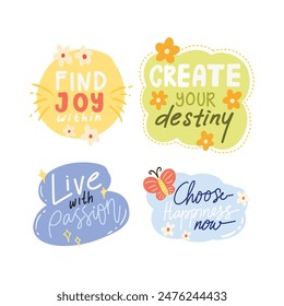 Pastel Motivational Bubble Quotes Stickers