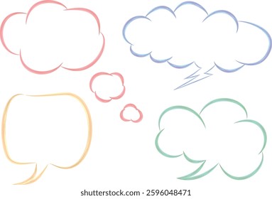 pastel mulricolor comic style speech bubbles set