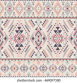 pastel multicolor tribal Navajo vector seamless pattern. aztec fancy abstract geometric art print. ethnic vector background. Wallpaper, cloth design, fabric, paper, cover, textile, weave, wrapping. 