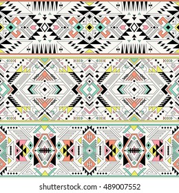 pastel multicolor tribal Navajo vector seamless pattern. aztec fancy abstract geometric art print. ethnic vector background. Wallpaper, cloth design, fabric, paper, cover, textile, weave, wrapping. 
