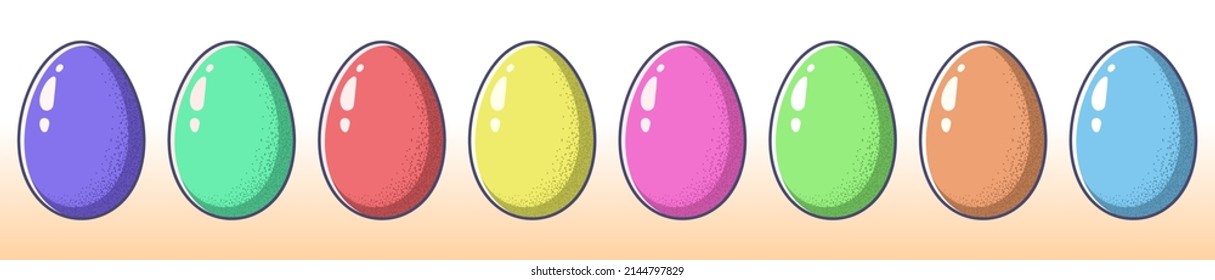 Pastel multicolored easter eggs set, holiday vector illustration elements for your festive design