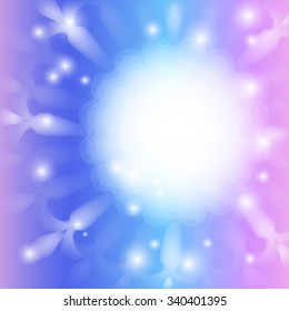 Pastel Multilayer Snowflake on the Colorful Background with Space for Text
