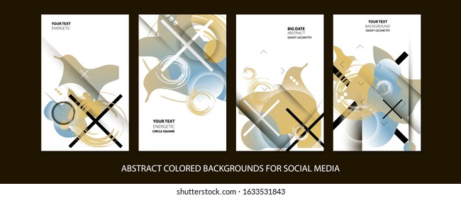 Pastel muted pale calm tones card templates set. Collection of romantic abstraction background lines