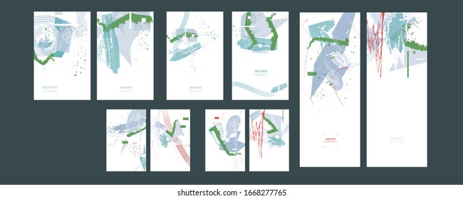 Pastel muted pale calm tones card templates set. Collection of romantic abstraction background line color
